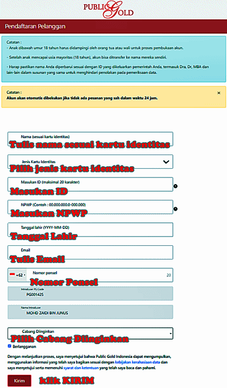 Registrasi Gratis Public Gold Indonesia